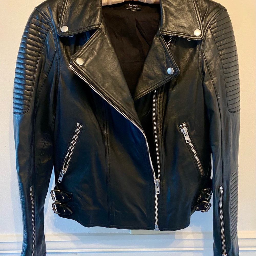 RARE Bardot Quality LEATHER Women’s Biker Jacket Sz 8/M FIRM